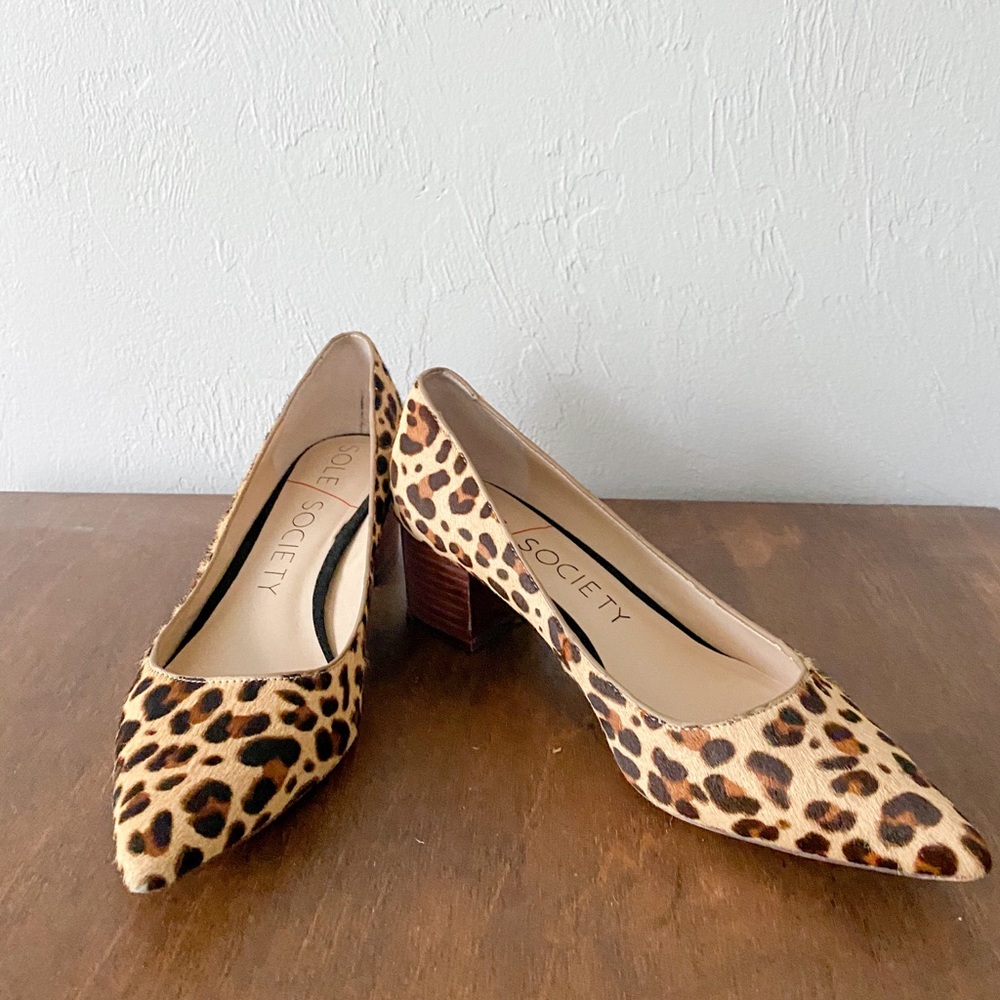 Sole Society Andorra Leopard Pony Hair Pumps